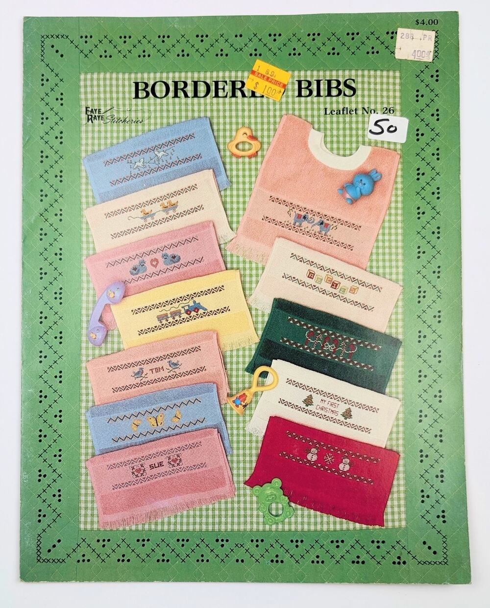 Faye-Ray Stitcheries Bordered Bibs Counted Cross Stitch Leaflet 26 © Sept 1987